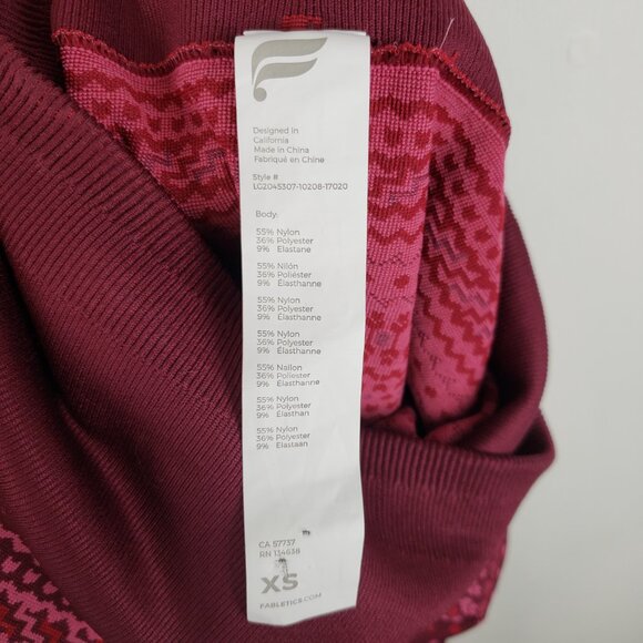 Fabletics Holly Seamless Fair Isle Leggings Cranberry Red High Waisted Size XS - Picture 5 of 6